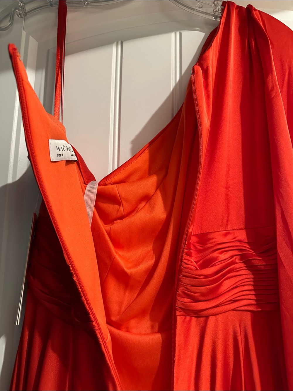 Mac Duggal by Ieena One-Shoulder Gown With Bishop Sleeve - Picture 11 of 14